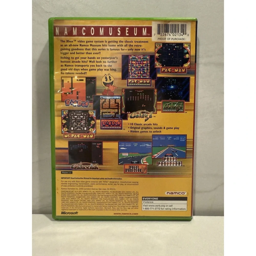 Namco Museum Microsoft Xbox 2002‎ With Manual